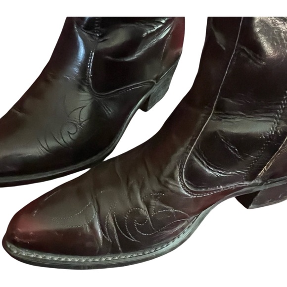 Acme Dark Wine Western Leather Ankle Boots. Size 8.5D. - Picture 3 of 7